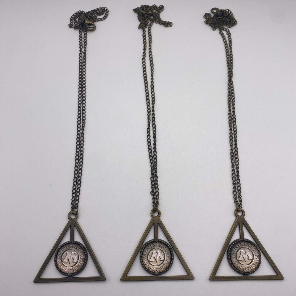3x Triangle Necklace Witch Jewelry Ministry Of Magic Vintage Style Pendant Women